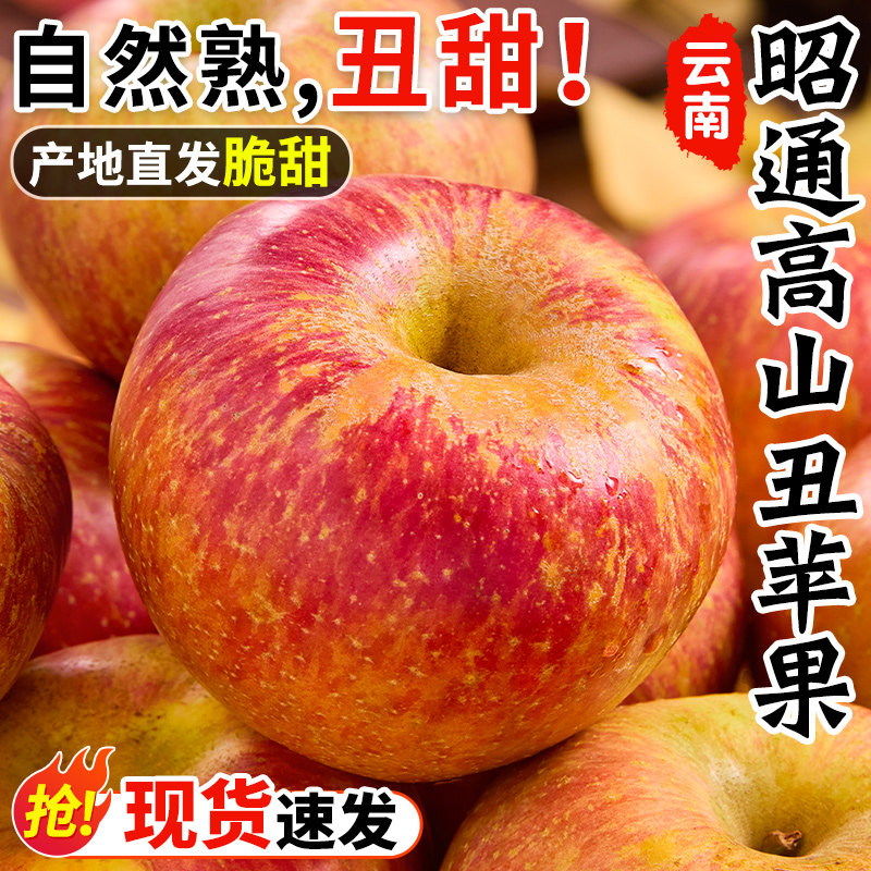 云南昭通市丑苹果水果新鲜当季整箱富士冰糖心苹果红露绍通包邮,水产肉类/新鲜蔬果/熟食,苹果,淘宝优惠券,粉丝福利购,淘宝优惠卷
