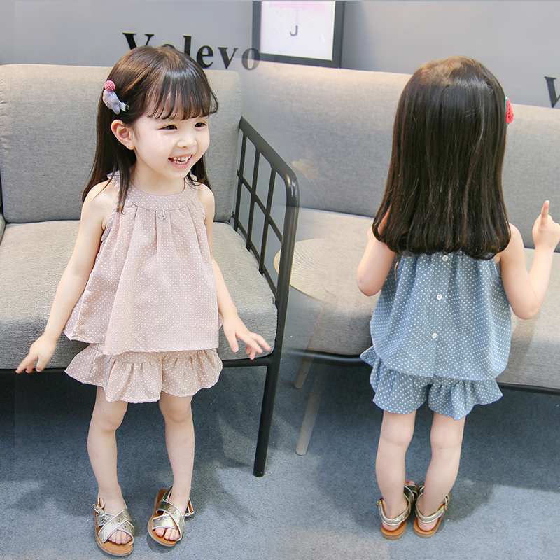 女童夏裝2018新款洋氣小童0嬰兒衣服兩件套1-3歲露肩女寶寶套裝潮