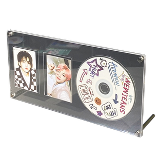 亚克力CD展示架桌面台牌收纳盒唱片专辑桌面小卡爱豆透明展示桌牌