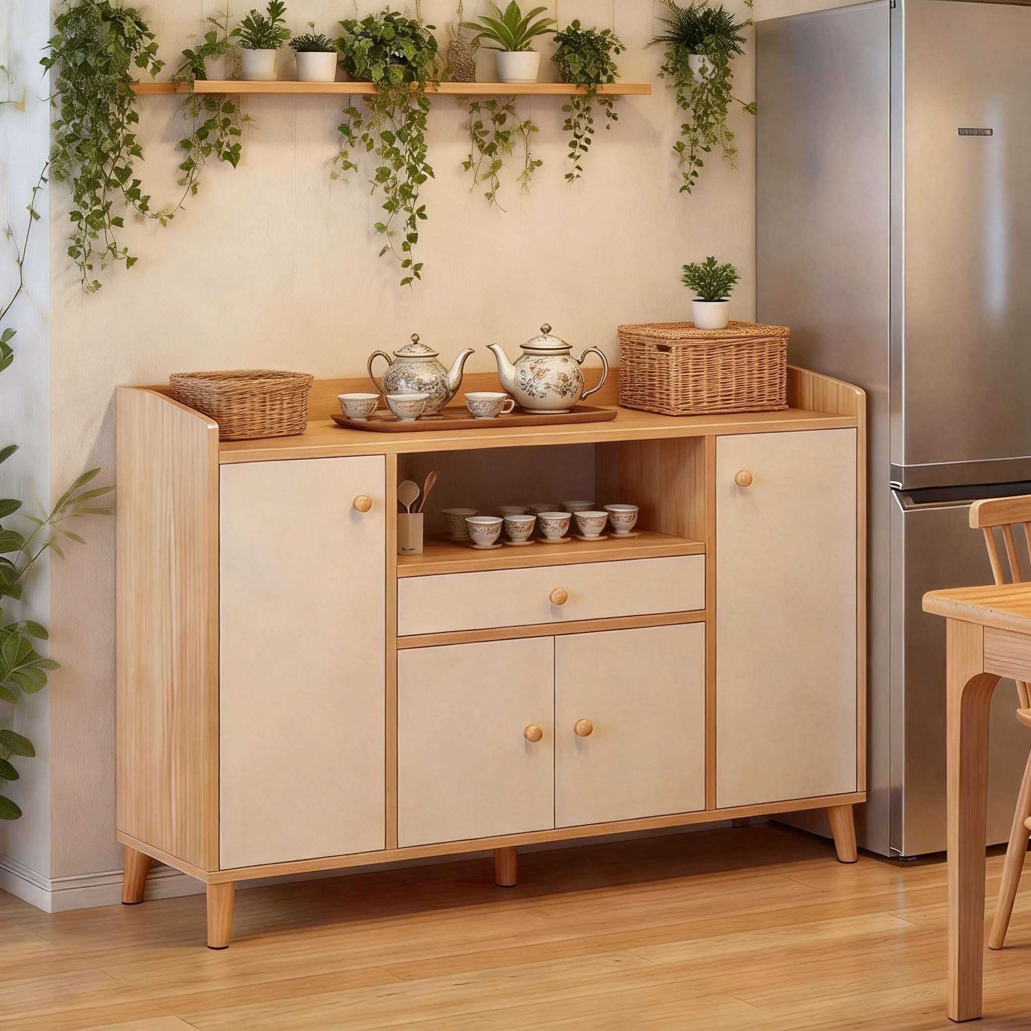 现代简约实木餐边柜靠墙柜子储物柜客厅收纳置物柜茶水柜家用橱柜