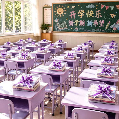 新学期开学季小学幼儿园课桌拉花