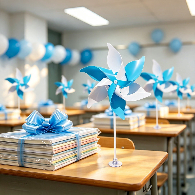 开学季教室桌面风车小学幼儿园新学期氛围仪式场景布置班级装饰