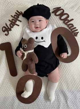 百天龙宝宝床上满月布置拍照道具背景布仪式感新生儿男女100装饰