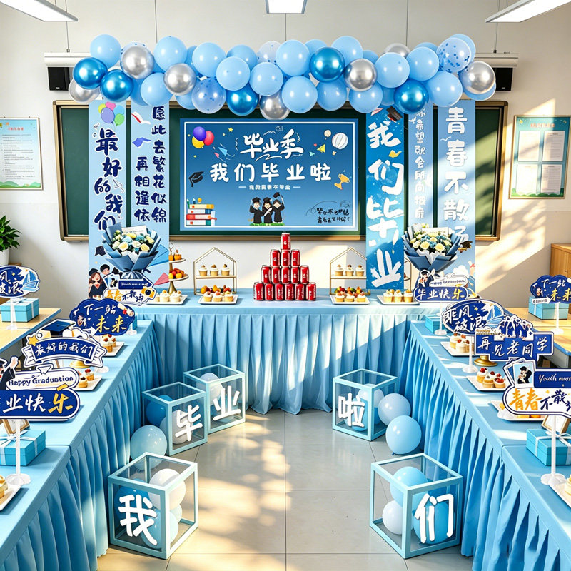 初中毕业季典礼班级挂布桌面立牌教室仪式小学幼儿园场景布置装饰