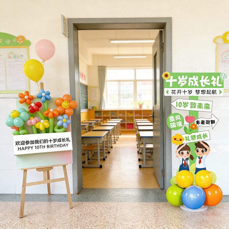 小学班级教室门口立牌kt板十岁成长礼场景布置装饰儿童生日仪式感