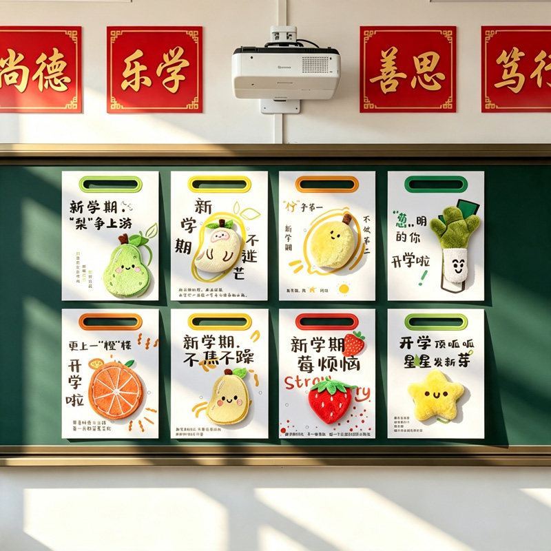 开学季小学幼儿园新学期教室班级黑板卡纸场景布置装饰氛围仪式感