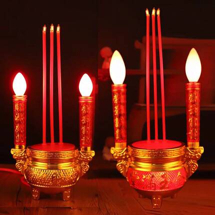 LED电子香炉 电烛台蜡烛仿真财神灯神台环保室内佛具香火炉电子炉