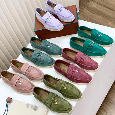 25新款LP家新配色时尚吊坠乐福鞋真皮纯手工绒面平底舒适百搭女鞋