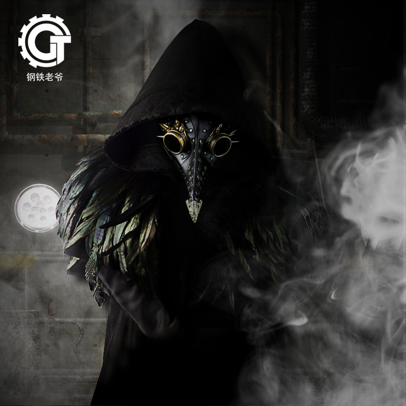 钢铁老爷朋克黑死病乌鸦面具鸟嘴瘟疫医生万圣节化装舞会cos道具