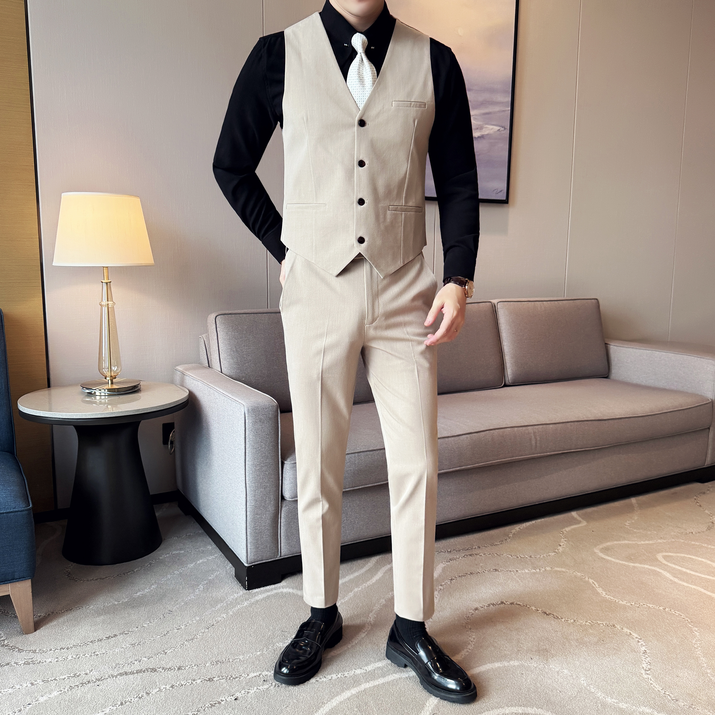 简约韩版修身西装马甲套MJT8801-P115，男装西服套装，星座1606-1