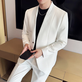 无领新中式西装微宽松版型长袖西服磁吸纽扣西服套装2505-P230，男装西服，星座1606-1