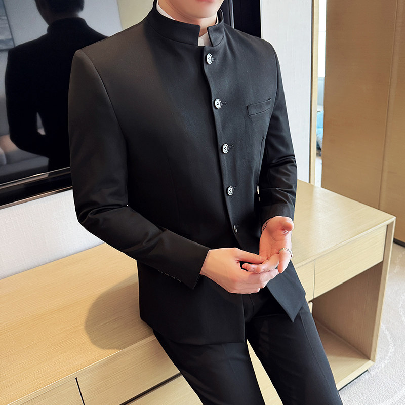 立领中山装韩版修身西服商务休闲西装两件套LJT2502-P195,男装西服,星座1606-1