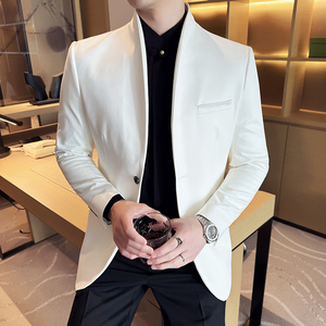 牛皮绒韩版修身西服立领时尚休闲西装外套DX35-P148图片