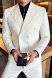 撞色拼接韩版修身西服潮流时尚双排扣西装三件套2416-P270，男装西服，星座1606-1