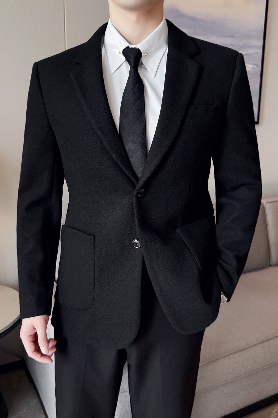 高定羊毛西服时尚休闲西装外套男士韩版修身西装DX73-P168,男装西服套装,星座1606-1
