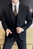 假两件韩版修身西服时尚设计潮流西装三件套2404-P270，男装西服套装，星座1606-1