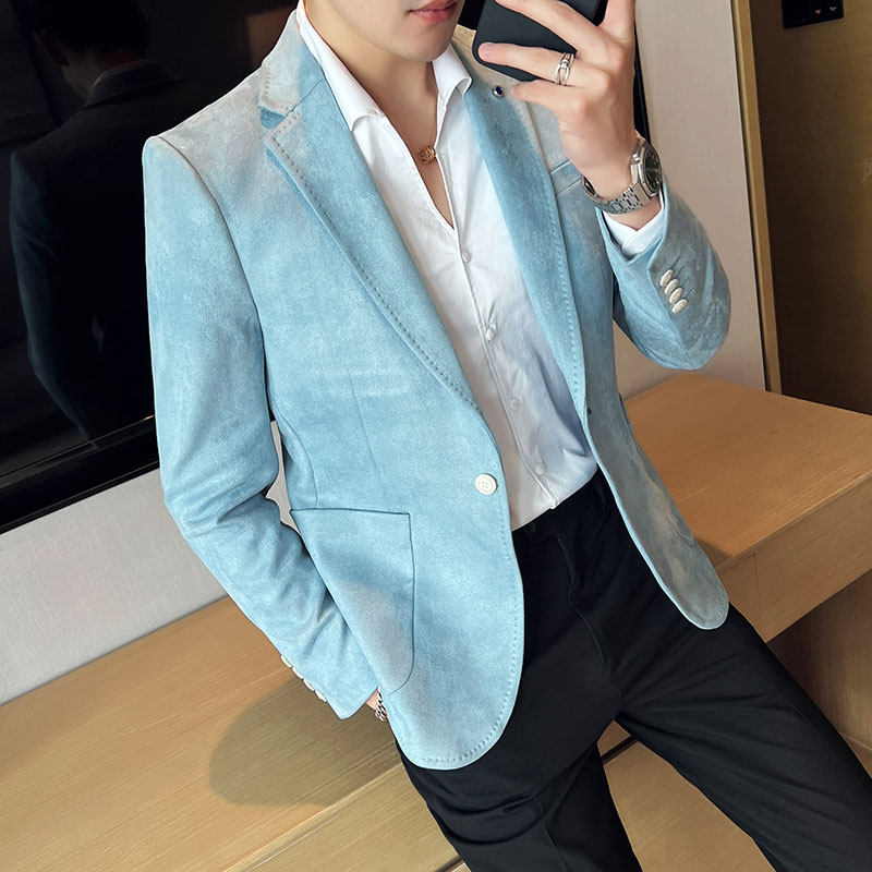 韩版修身麂皮绒商务休闲西服9929-P135,男装西服,星座1606-1