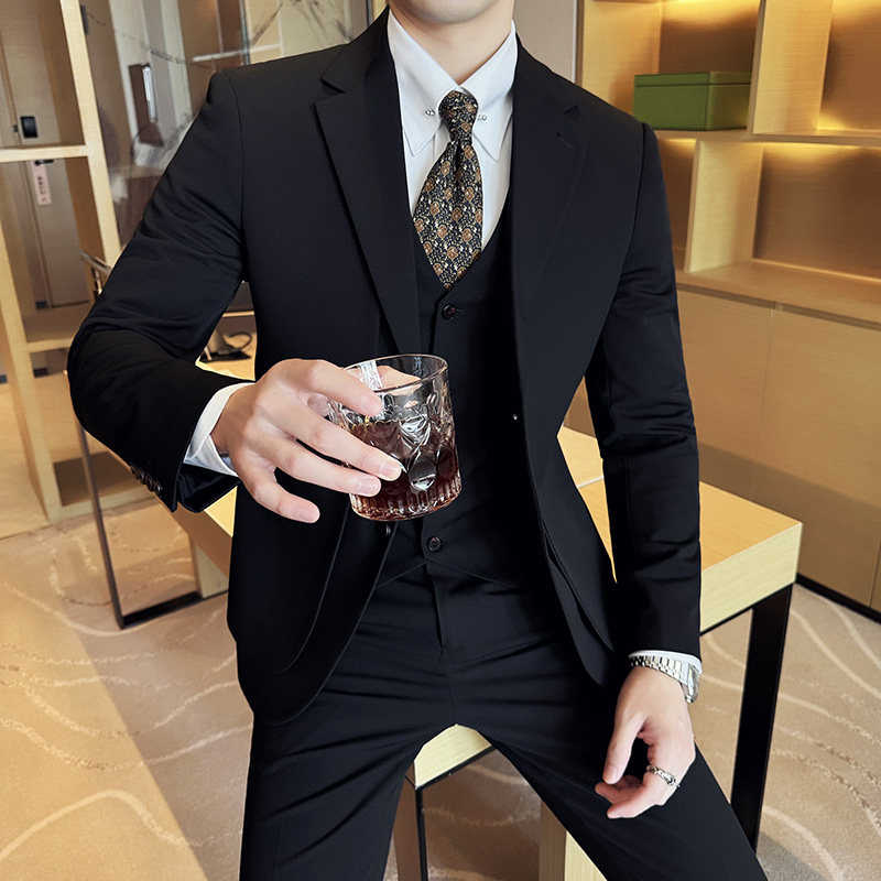 假两件韩版修身西服时尚设计潮流西装三件套2404-P270,男装西服套装,星座1606-1