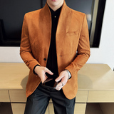 牛皮绒韩版修身西服立领时尚休闲西装外套DX35-P148，男装西服，星座1606-1