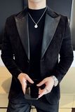 雪尼尔拼皮时尚潮流西服撞色拼接西装外套DX2419-P148，男装西服，星座1606-1