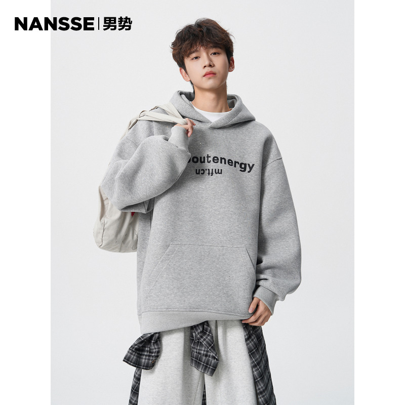 美式字母印花连帽卫衣男女秋季