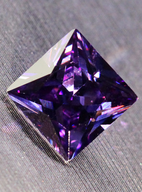 公主方正方形紫钻紫色紫红锆石裸石异形钻石裸钻戒指项链镶嵌瑞丽