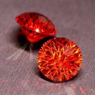 帕德玛圆形烟花切菊花切石榴石裸石橘酒红色宝石裸石女戒指面吊坠