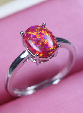 欧泊日韩风配饰防过敏纯银戒指