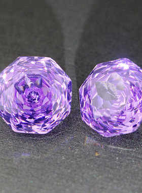 高精切浅紫色高碳钻裸石戒面戒指项链女小众宝石新款卡罗拉玫瑰切