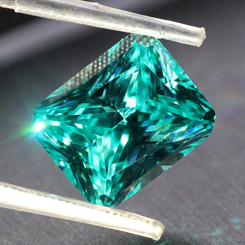 帕拉伊巴裸石长方形霓虹蓝绿碧玺高冰火彩戒指面吊坠未镶嵌女饰物