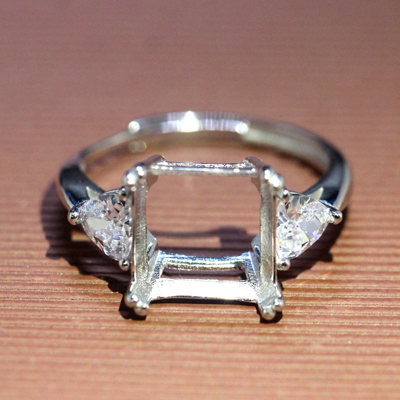 正方形戒托冰花切雷迪恩戒指空托