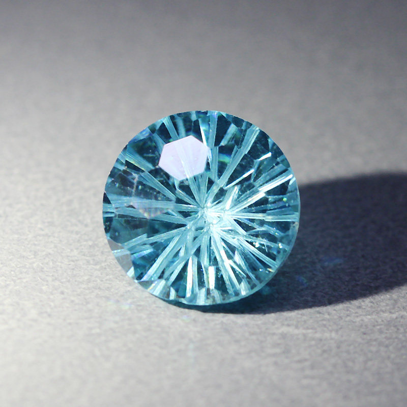 烟花切菊花切工海蓝宝裸石戒面巴西彩色宝石克拉珠宝戒指吊坠镶嵌