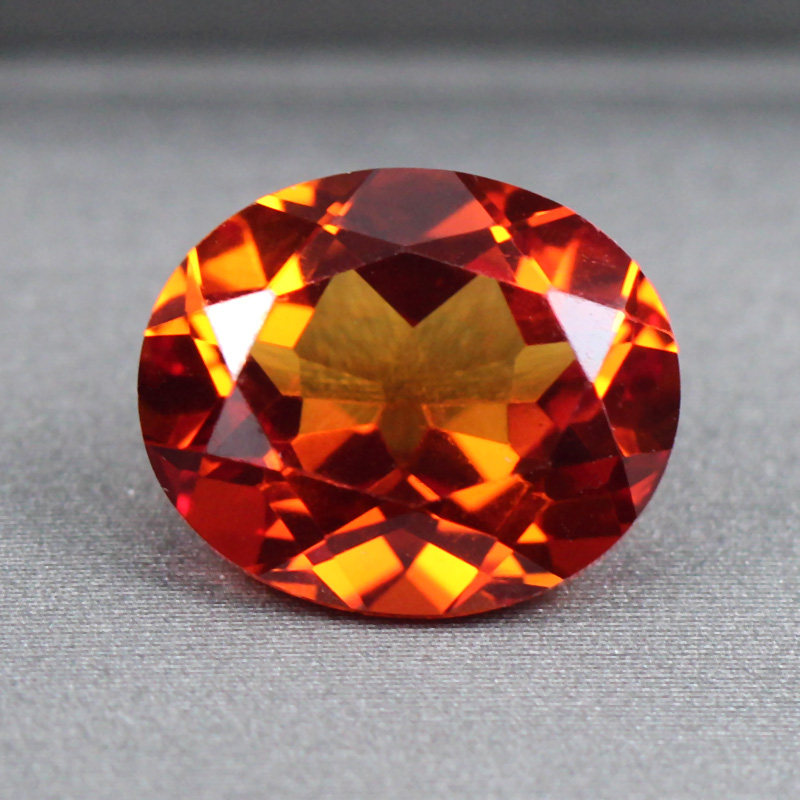 芬达石裸石彩宝戒面橙色宝石镶嵌加工戒指吊坠椭圆形尖底两用旺夫