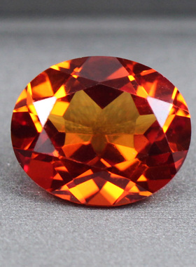 芬达石裸石彩宝戒面橙色宝石镶嵌加工戒指吊坠椭圆形尖底两用旺夫