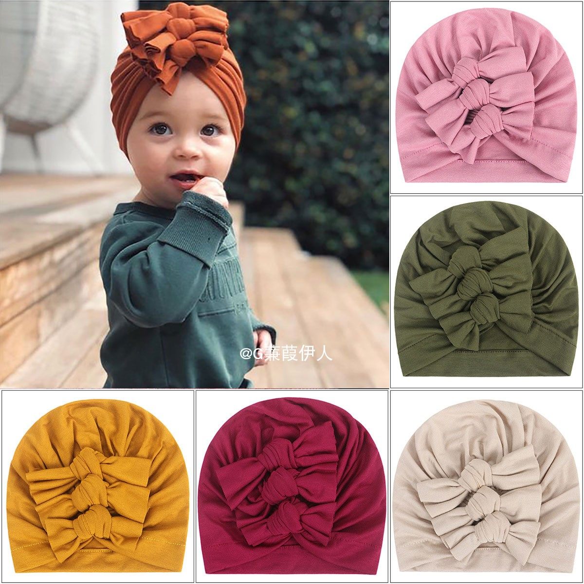 儿童帽宝宝包头帽小孩头巾帽外贸baby hat India turban kids cap