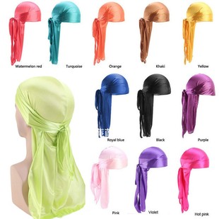hat durag 仿真丝绸缎披风包头帽民族头巾帽嘻哈街舞海盗帽 silky