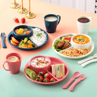 日式分格盘减脂分餐盘儿童餐具套装组合三格饭盘分隔点心早餐盘子