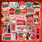 美式 复古可乐做旧防水旅行箱家具贴纸防水电脑笔记本装 饰汽车贴画