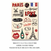 法国异国伦敦风情可爱卡通水杯头盔电动车冰箱ipad手机贴纸画防水