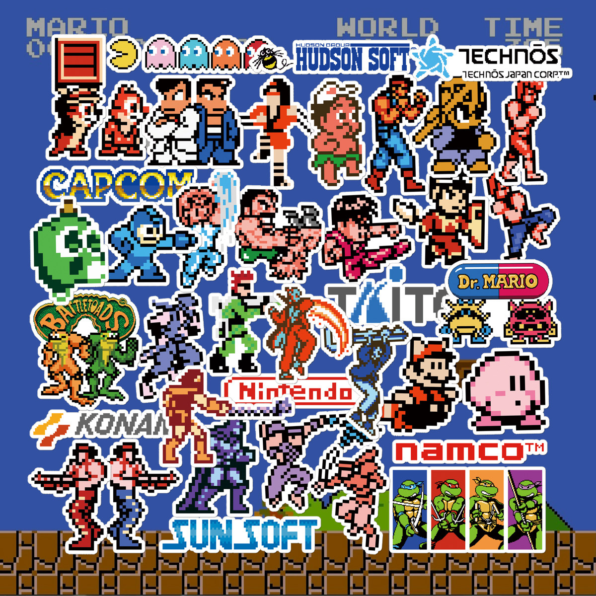 fc像素复古低解快打旋风游戏机吃豆人魂斗罗洛克人电脑装饰贴纸画