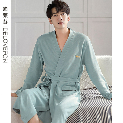迪莱芬旗舰店纯棉男士睡袍