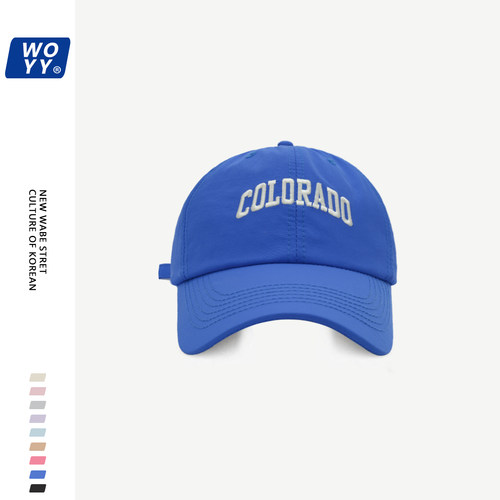 蓝色colorado速干帽夏季棒球帽子超火刺绣韩版ins软顶透气鸭舌帽
