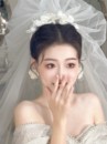 森系简约结婚造型拍照道具影楼拍摄配饰云朵蓬蓬头纱 新娘头饰韩式