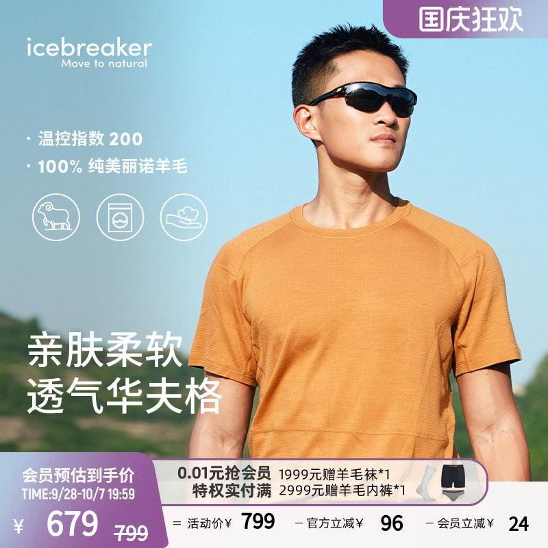 icebreaker美丽诺羊毛男短袖T恤图片