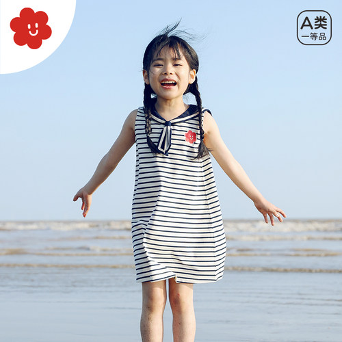 SOYO舍予良仓女童海军领连衣裙