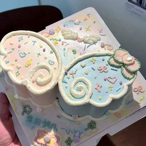 小仙女天使翅膀蛋糕装饰 双拼蝴蝶翅膀压模模具女生生日烘焙模具