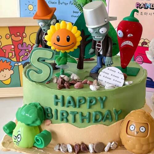 植物大战僵尸蛋糕装饰摆件太阳花向日葵豌豆射手儿童男孩蛋糕插件