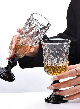 中古风玻璃洋酒杯创意珠点复古红酒杯葡萄酒杯家用高颜值香槟杯子