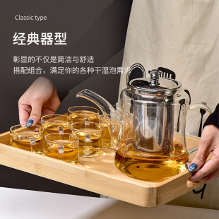 耐热玻璃茶壶加厚不锈钢过滤泡茶沏茶壶家用花茶壶功夫茶具套装