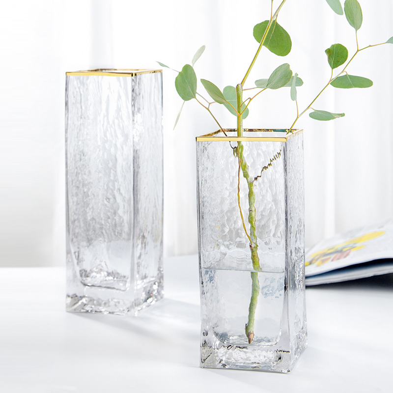 轻奢锤纹欧式风装饰品玻璃花瓶